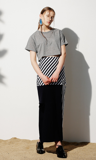slit long skirt (stripe) 
