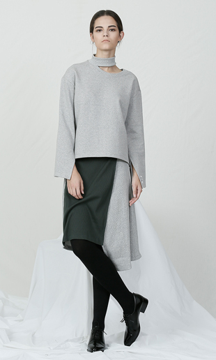 [15 F/W] button wrap skirt (gray+dark green)