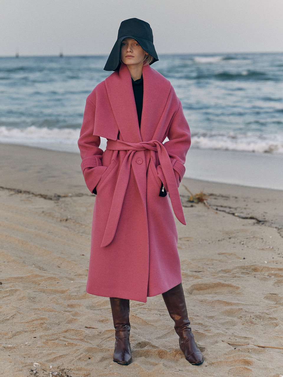 19 WINTER shawl collar wool coat  (pink)