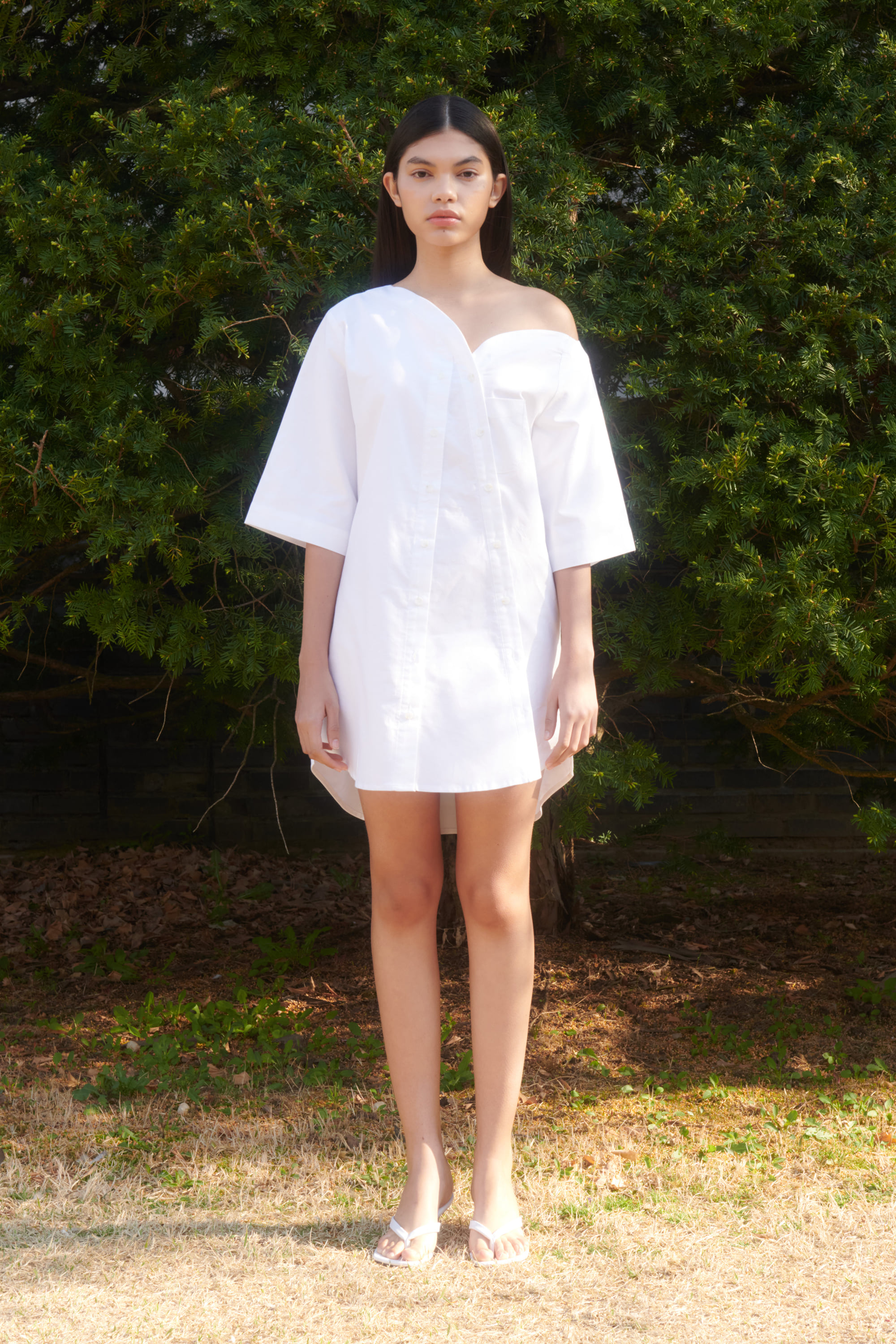 OXFORD TULIP MINI SHIRT DRESS (WHITE)