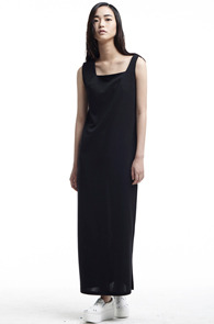 [14SS / SALE] unbalance shoulder long dress (black)