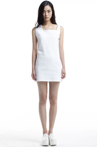 [인기제품14SS] unbalance shoulder mini dress (white)