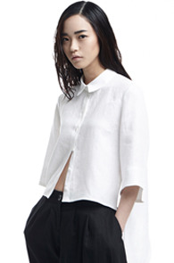 [14SS] back slit linen shirt (white)