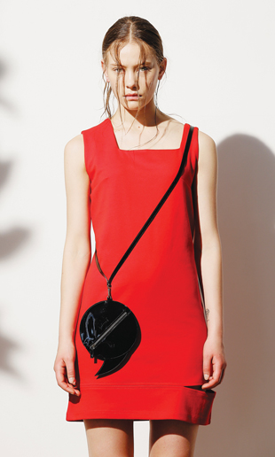 unbalanced slit mini dress (red)
