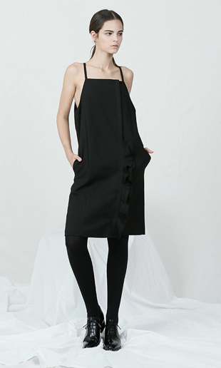 [15 F/W] ruffle point vest dress (black) 