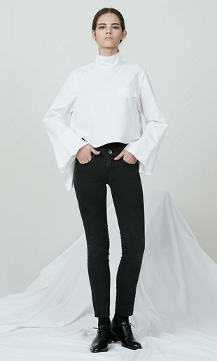 [15 F/W] high-neck flare sleeve top (white)