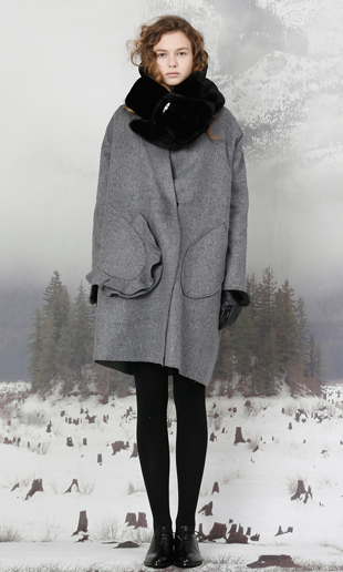 [HOLIDAY COLLECTION] ruffle pocket over-sized wool coat (gray) 