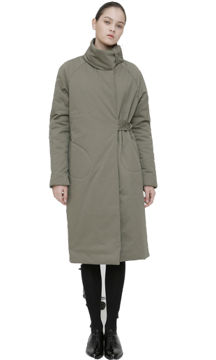 high-neck padding coat (khaki)