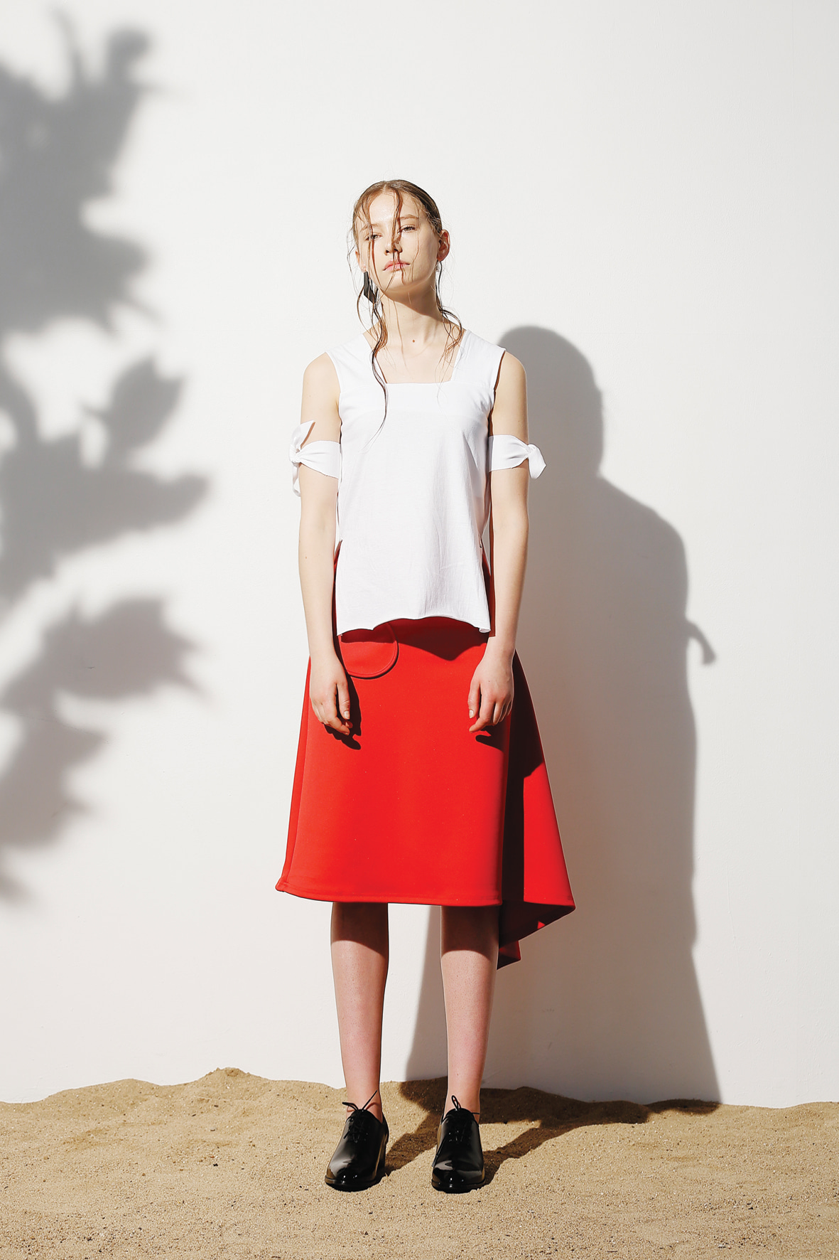 [EVENT] drape detail midi skirt (red)