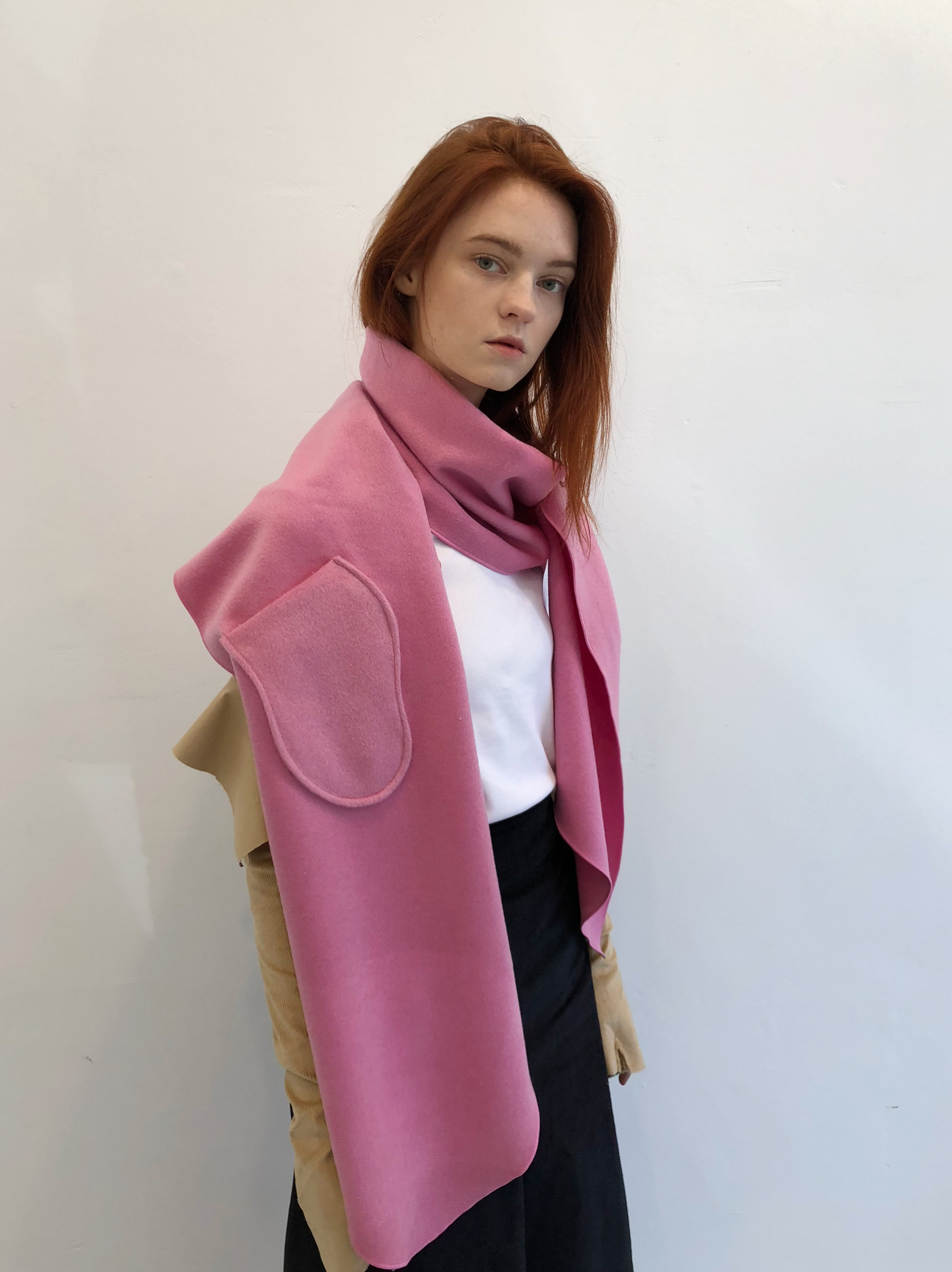 wool+cashmere pocket muffler (pink)