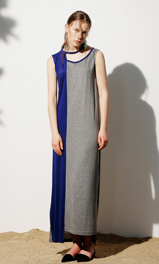 [EVENT] string neck long dress (blue+gray)