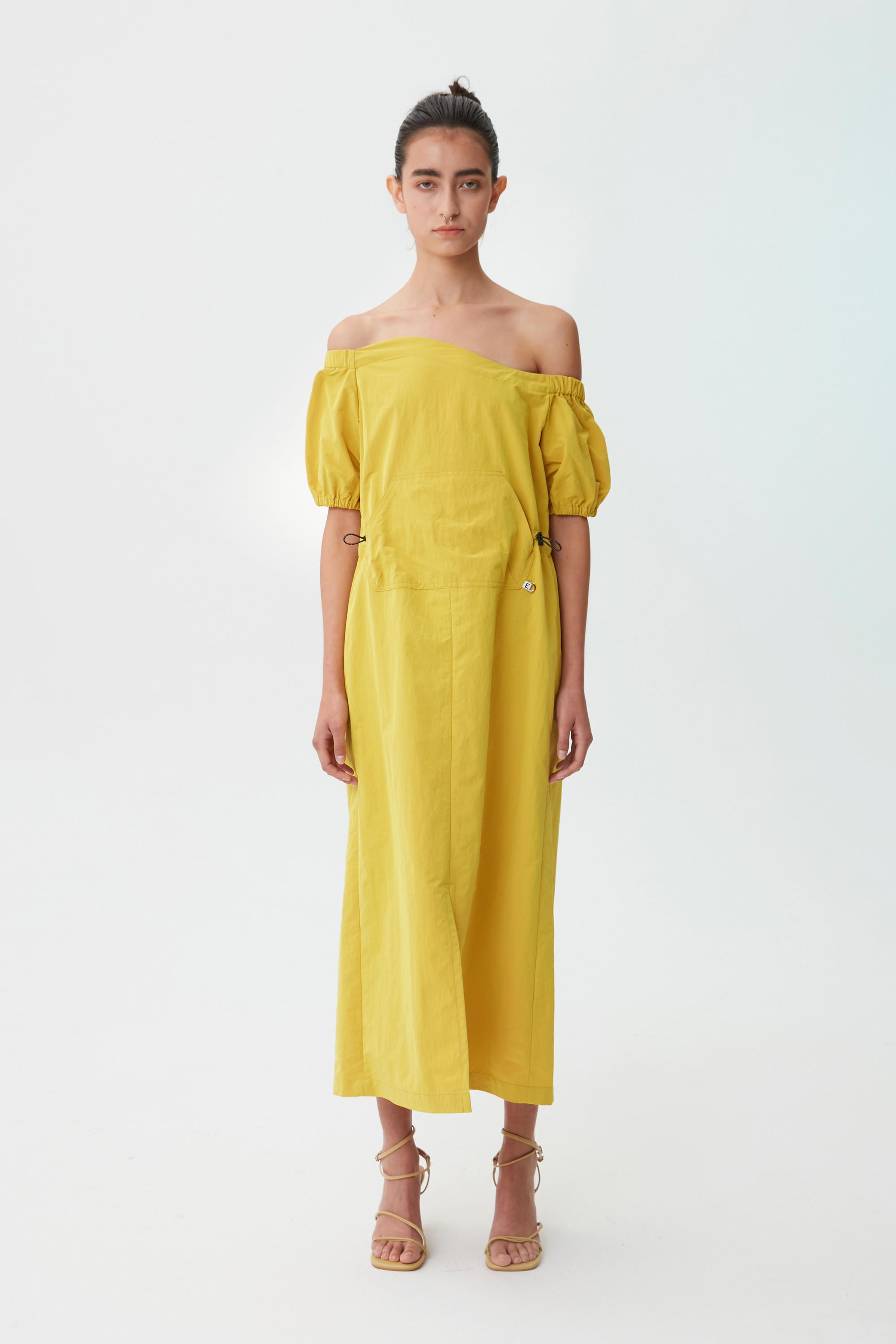 WAVE OFF-THE SHOULDER DRESS (YELLOW) (3colors) (50%)