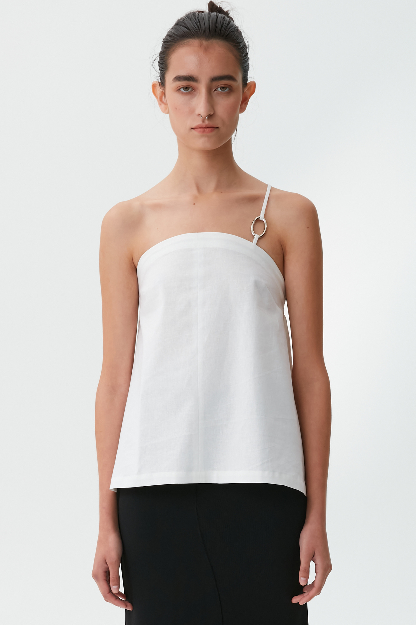 ONE SHOULDER RING TUBE-TOP (WHITE)