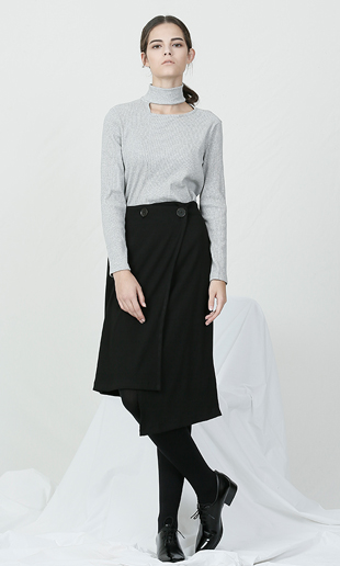 button wrap skirt (black)
