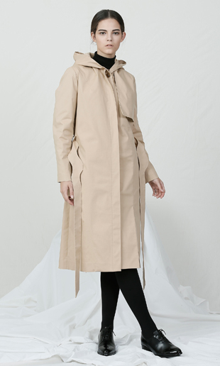 hood long trench coat (beige)