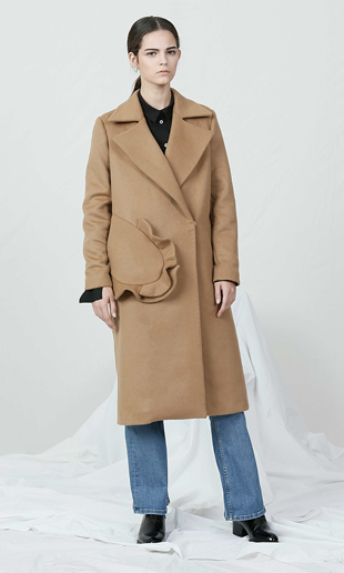 ruffle pocket wool coat (beige)