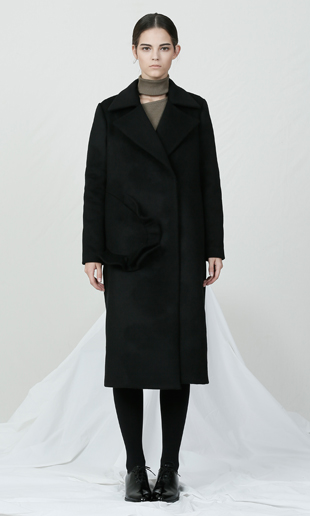 ruffle pocket wool coat (black)