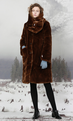 [HOLIDAY COLLECTION] slit sleeve faux fur coat (choco brown) 