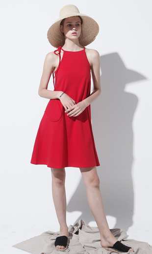 [16 SUMMER] ribbon halter neck midi dress (red) 