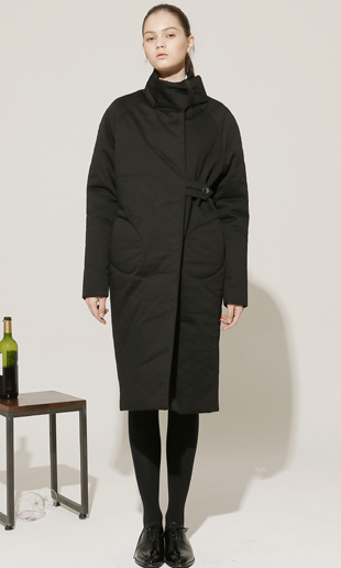 high-neck padding coat (black)