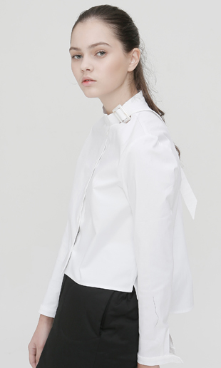 buckle strap blouse (white)