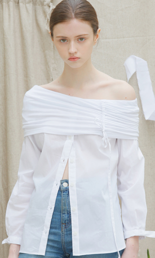 off the shoulder cape blouse (white)