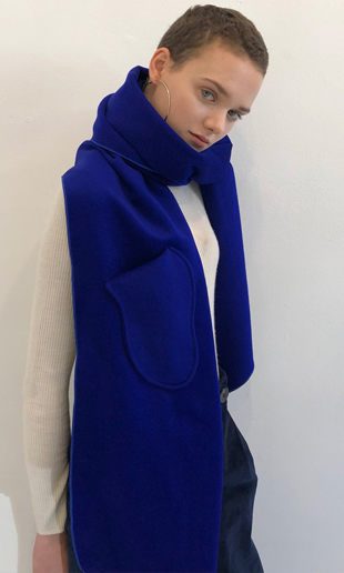 wool+cashmere pocket muffler (blue)