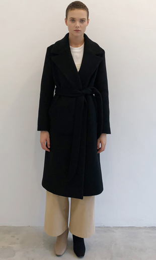 wave pocket wool coat (black)